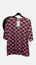 T-Shirt kariert - Pink/Dunkelgrau