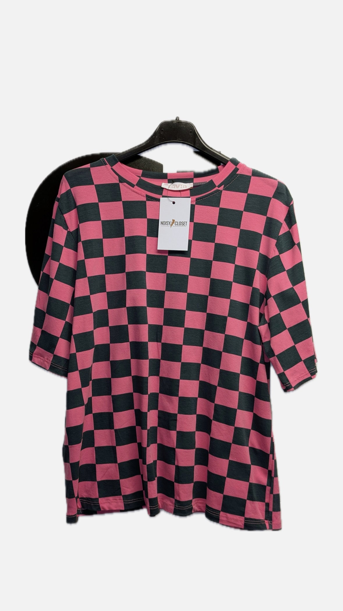 T-Shirt kariert - Pink/Dunkelgrau