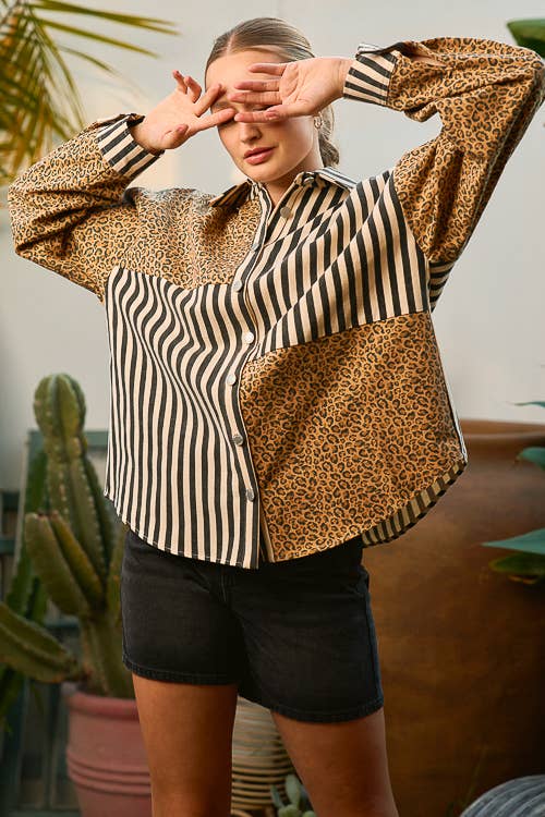 LEOPARDEN-STREIFEN-HEMD
