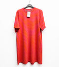Kurzärmeliges Kleid Pink/Orange gestreift