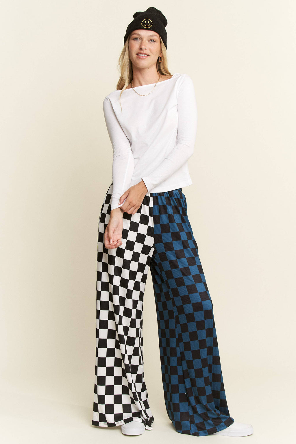 Karohose mehrfarbig: Blau/Schwarz/Weiß
